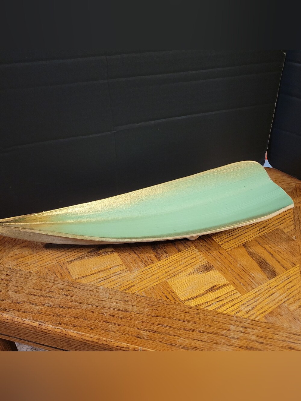 Vintage MCM Lightweight Wooden Canoe Bowl Trinket Tray Decor 18” Long